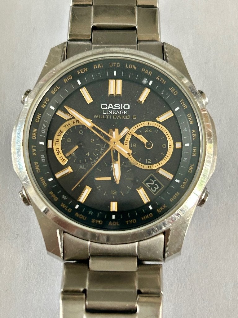 Casio Lineage Multi Band 6 Herenhorloge, Sieraden, Tassen en Uiterlijk, Gebruikt, Staal, Polshorloge, Ophalen of Verzenden