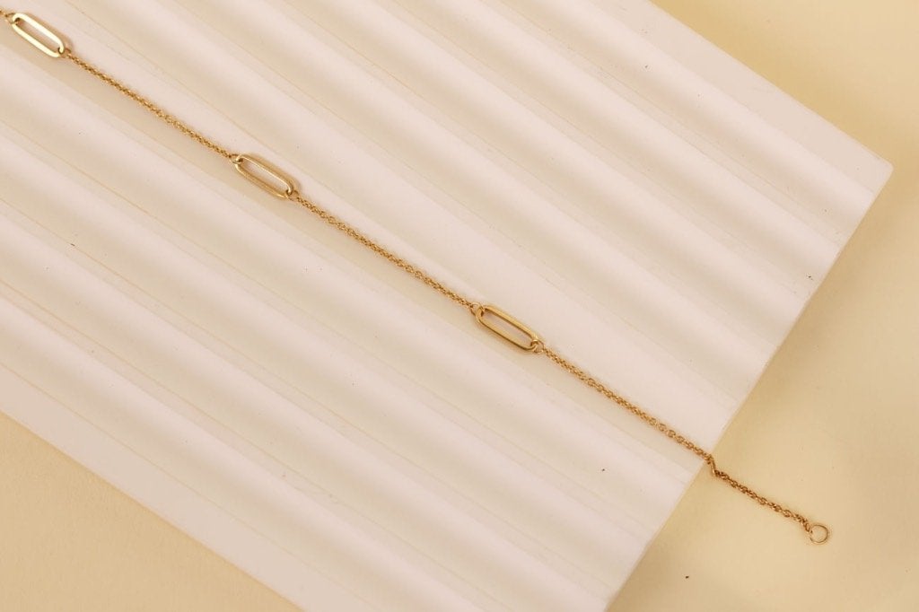 14 Karaat Gouden Schakelarmband Met Paperclip, Sieraden, Tassen en Uiterlijk, Armbanden, Ophalen of Verzenden, Zo goed als nieuw