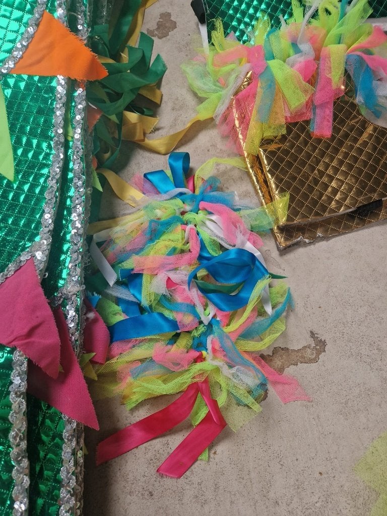 Foto 10 van Carnavalskleding loopgroep optocht/stoet vlaggentjes pakken