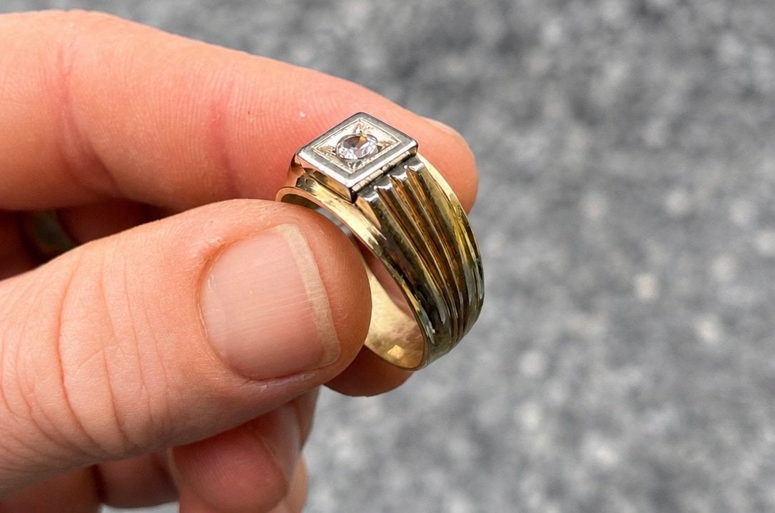 14 Karaat Gouden Heren Ring, Gebruikt, 20 of groter, Ophalen of Verzenden, Dame of Heer