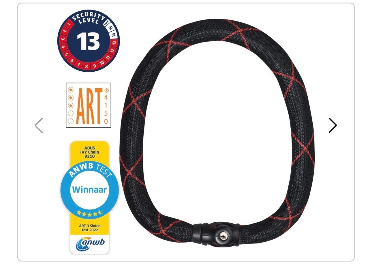 Nieuw  ABUS IVY Chain 9210 ART-3 Fietsslot 170cm, Ophalen of Verzenden, Nieuw