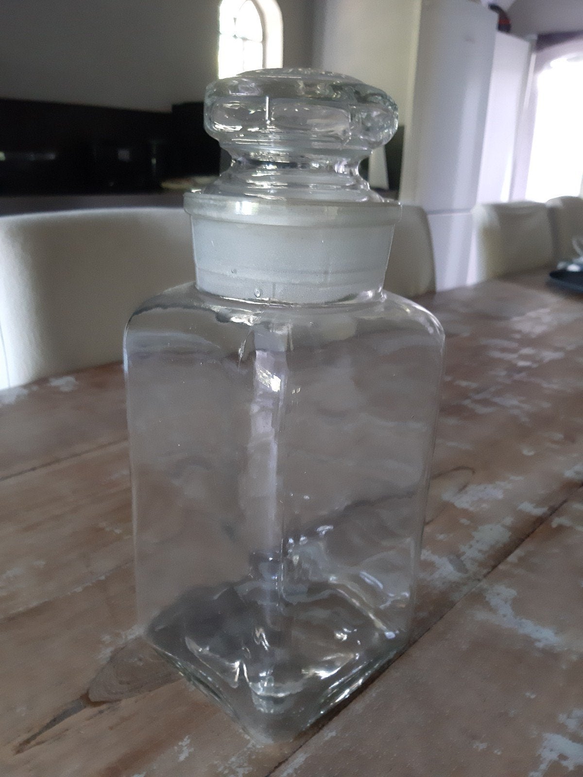Oude winkel voorraadpot snoep - Vintage glazen pot, Ophalen of Verzenden