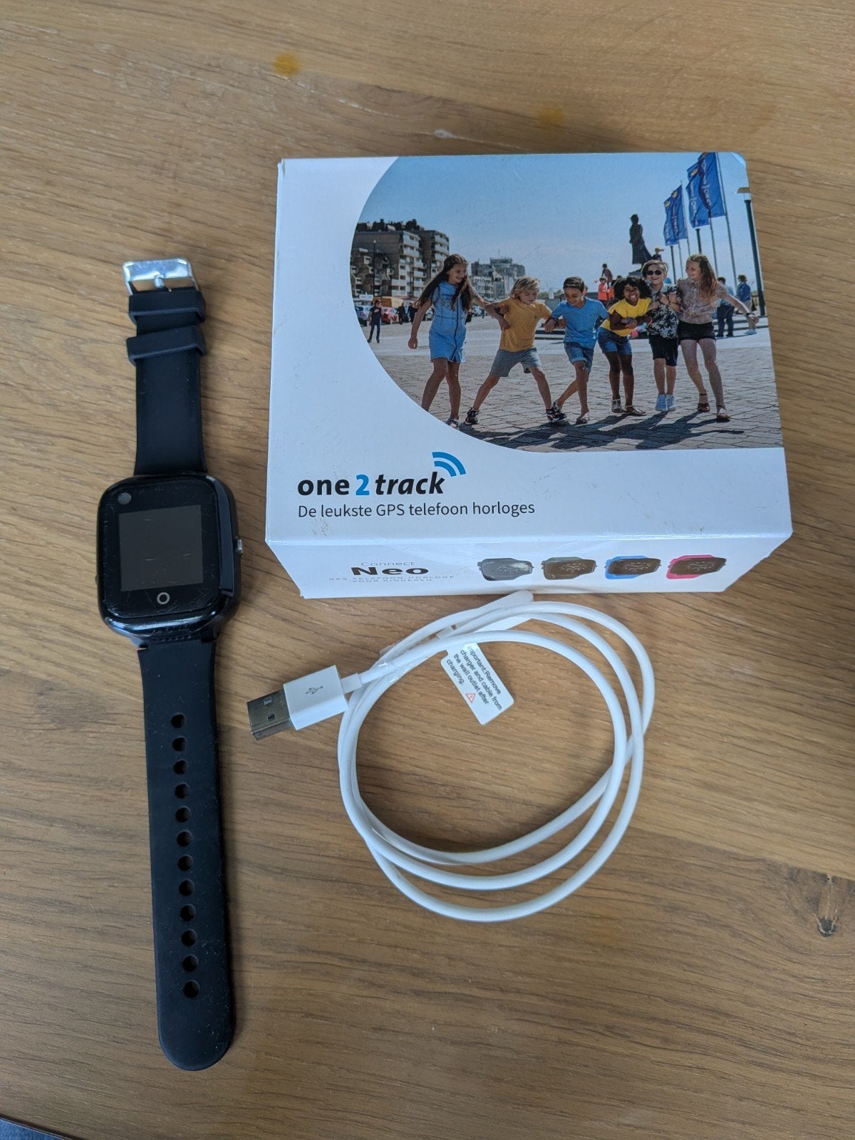 One 2 Track GPS telefoon horloge voor kinderen, Ophalen of Verzenden, Gebruikt, Zwart, Jongen of Meisje