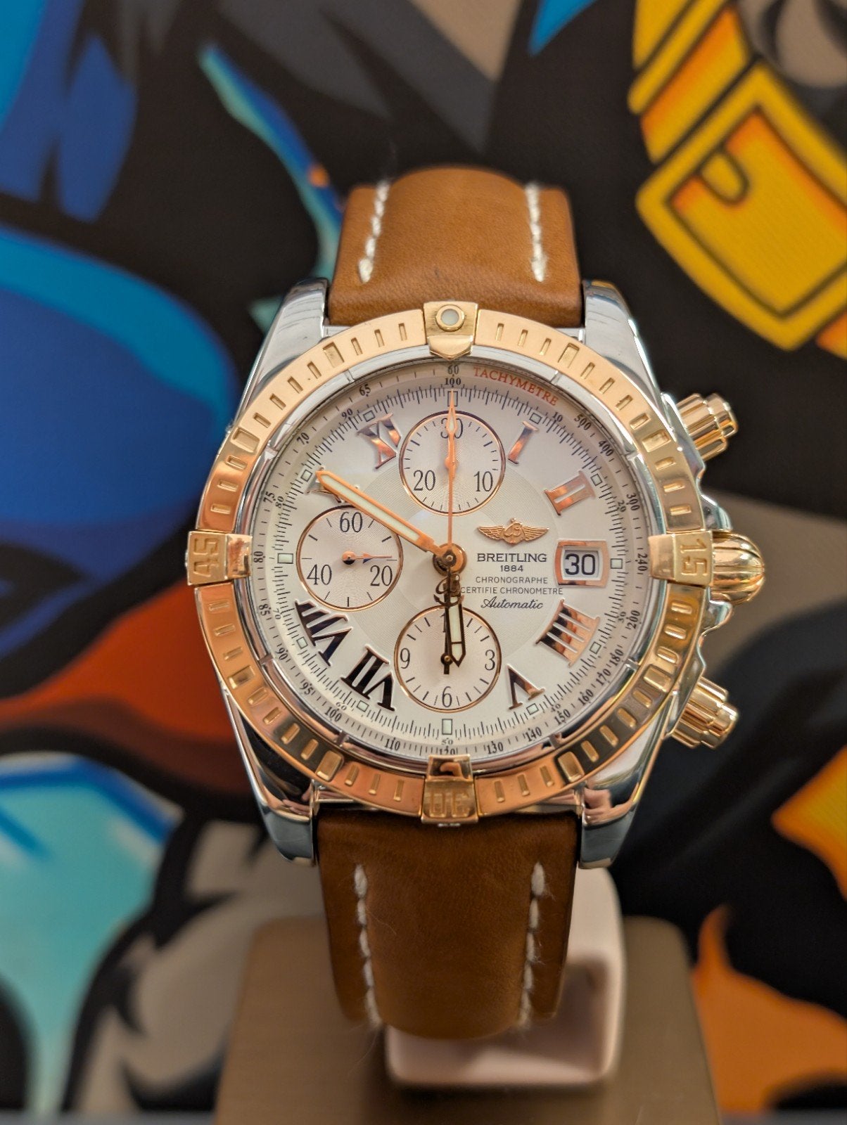 Breitling Chronomat evolution, zeer chique, Ophalen of Verzenden, Zo goed als nieuw, Goud, Overige merken