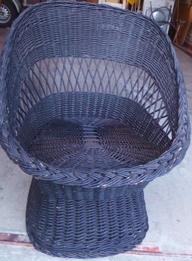 Rieten stoel., Huis en Inrichting, Stoelen, Ophalen, Gebruikt, Zwart, Riet of Rotan