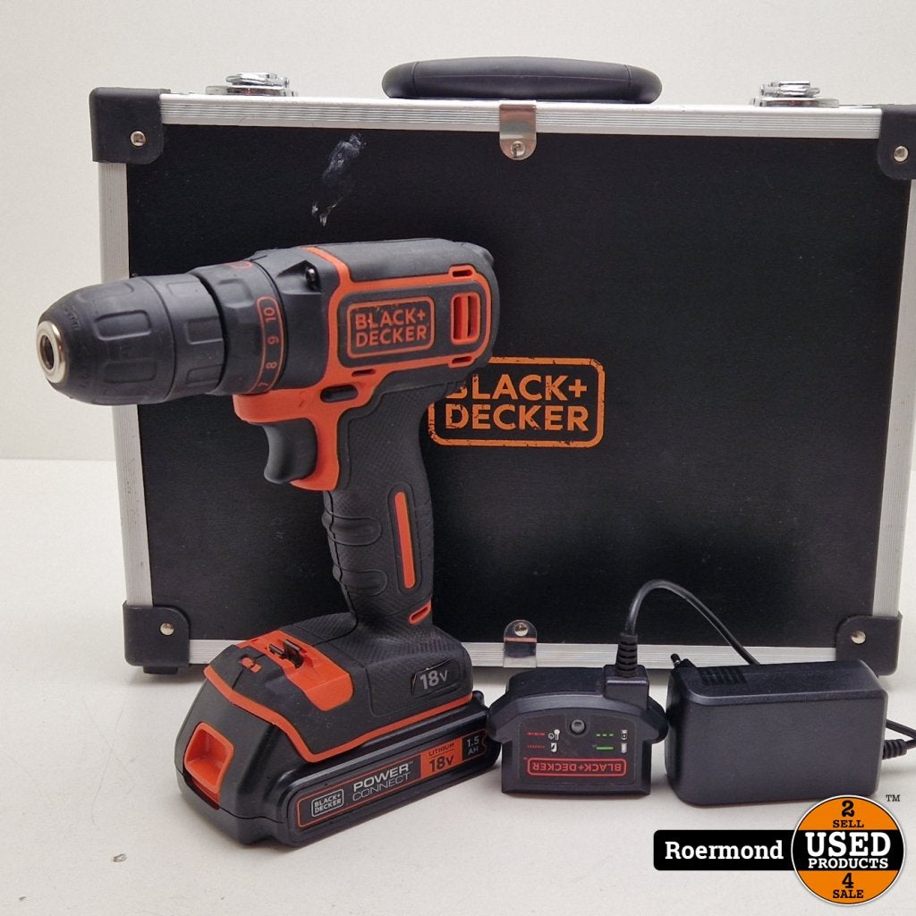 Black+Decker BDCDC18 18V Accuboormachine, Black en Decker, Gebruikt, Support@blackendecker.com, 701 E. Joppa Road
Towson, MD 21286
USA