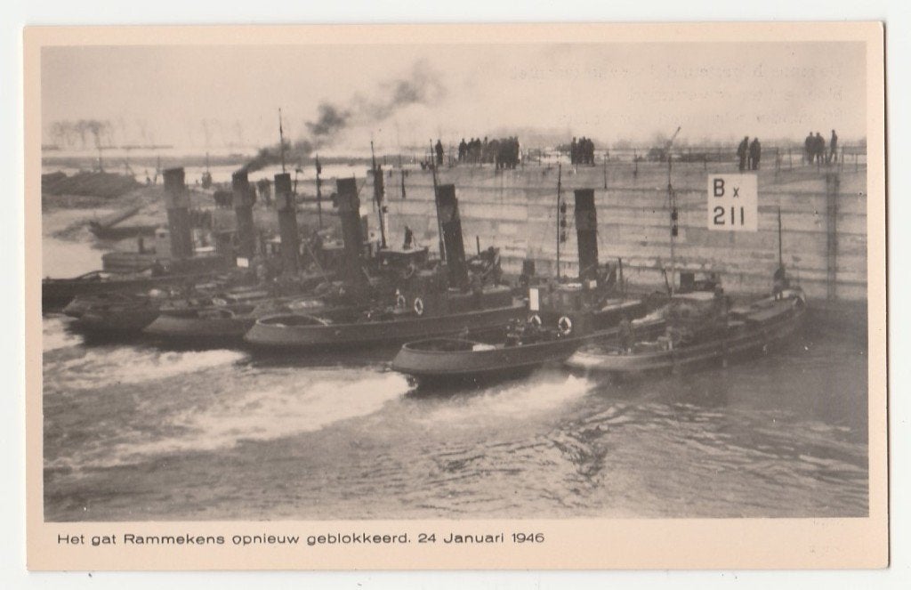 Sleepboten. Het gat Rammekens. 1946.  Ritthem. Binnenvaart., Verzenden, 1940 tot 1960, Ongelopen, Zeeland