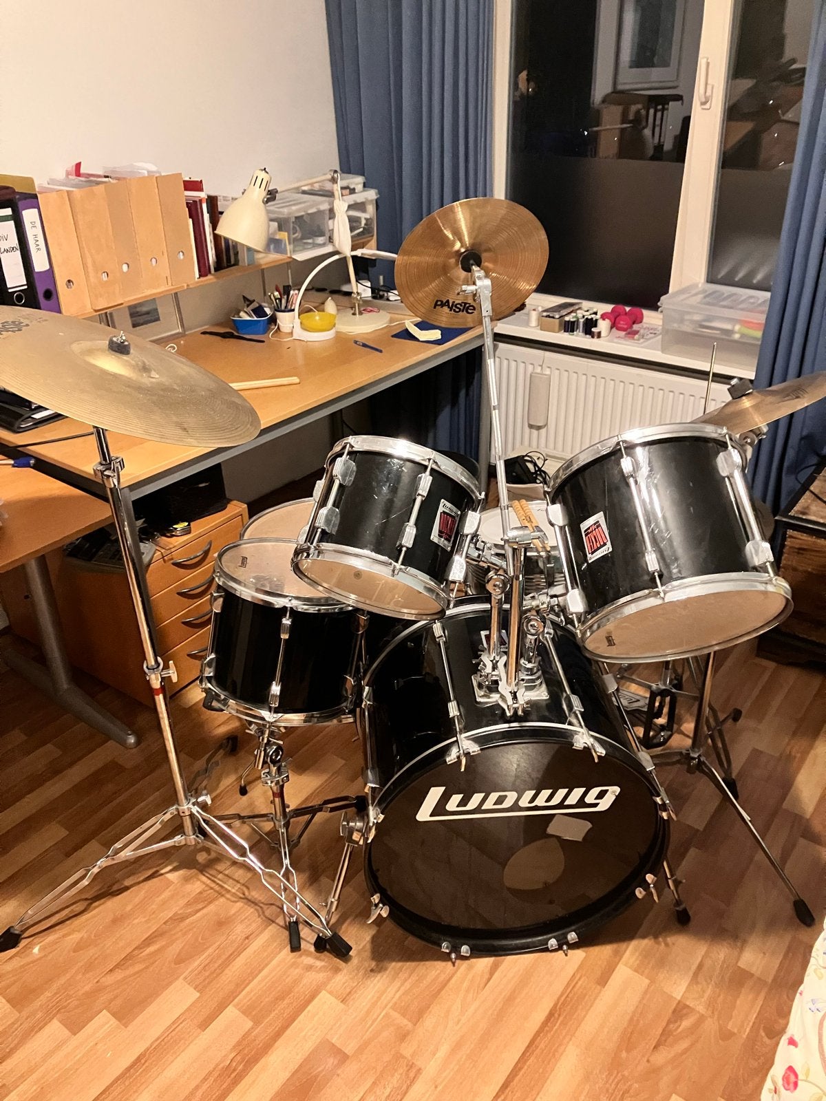 Ludwig Rocker drumstel met Paiste en Pearl bekkens, Ophalen, Gebruikt, Ludwig