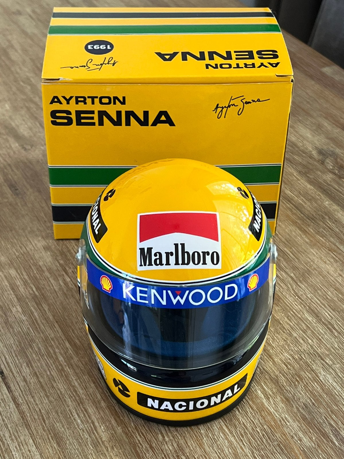 Ayrton Senna helm 1:2 1993 geheel kompleet, Ophalen of Verzenden, Zo goed als nieuw, Formule 1