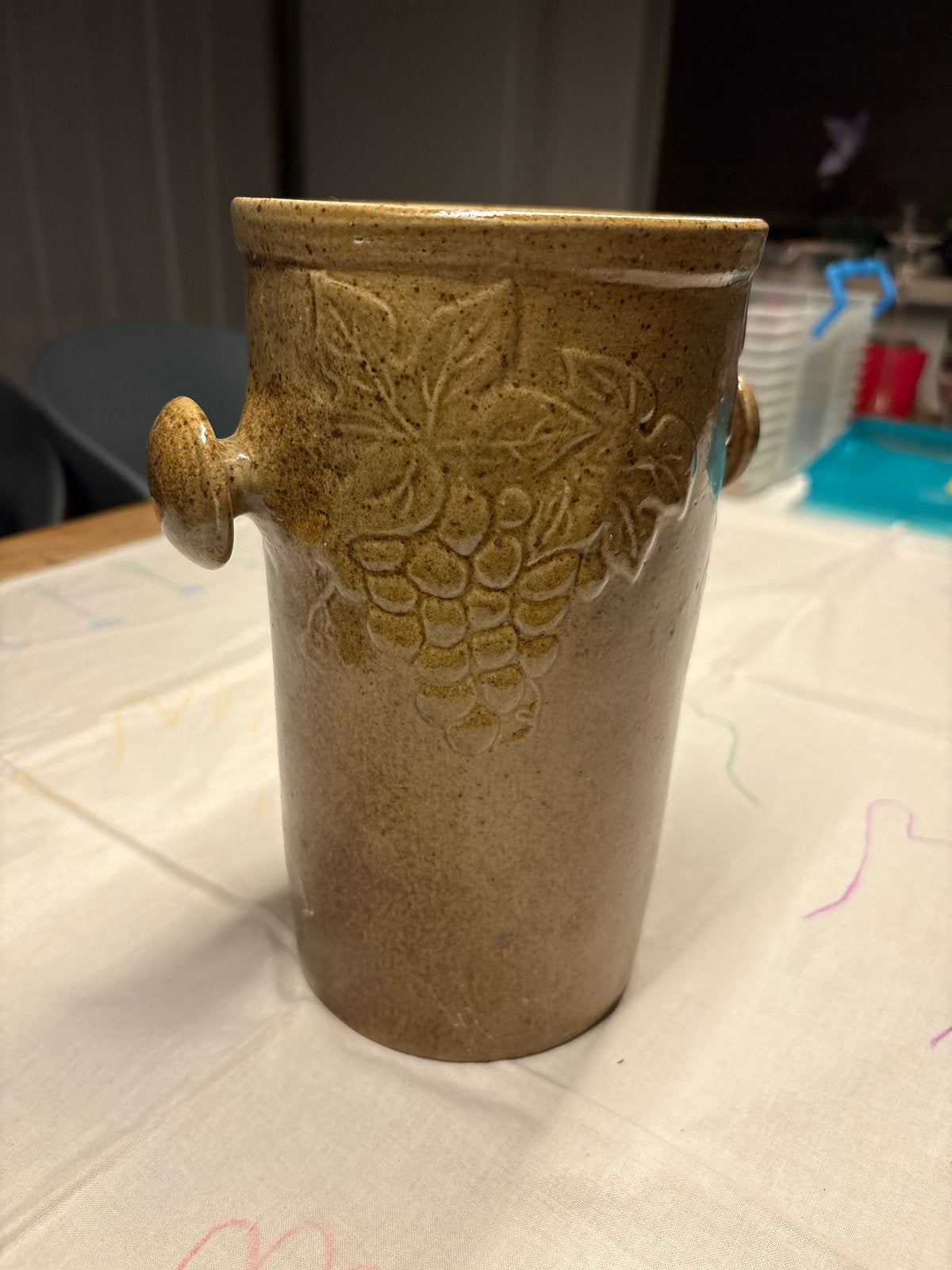 Vintage Aardewerk Wijnkoeler met Druivenmotief, Ophalen