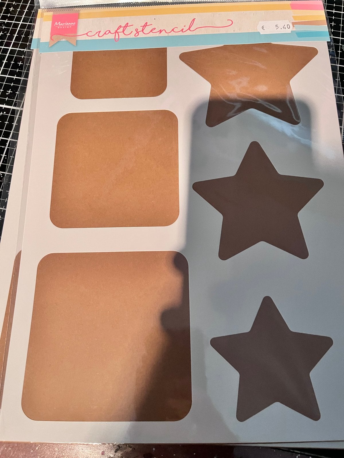 Marianne Design Craft Stencil A4 - Squares & Stars PS8114, Hobby en Vrije tijd, Abstract, Gereedschap of Toebehoren, Nieuw, Ophalen of Verzenden