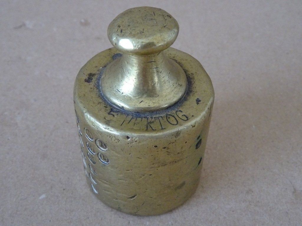 Antiek messing balans gewicht knopgewicht 5 hektogram 500 g, Ophalen of Verzenden