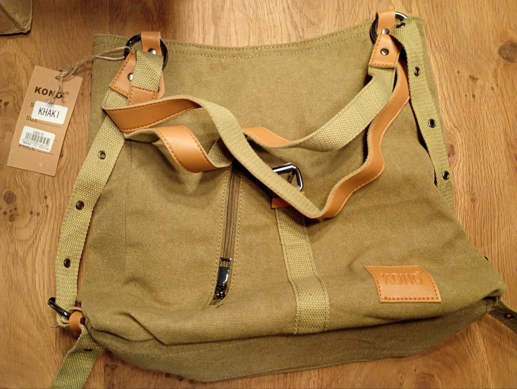 Nieuw rugtas handtas Kono khaki kleur, Ophalen of Verzenden, Nieuw, Handtas