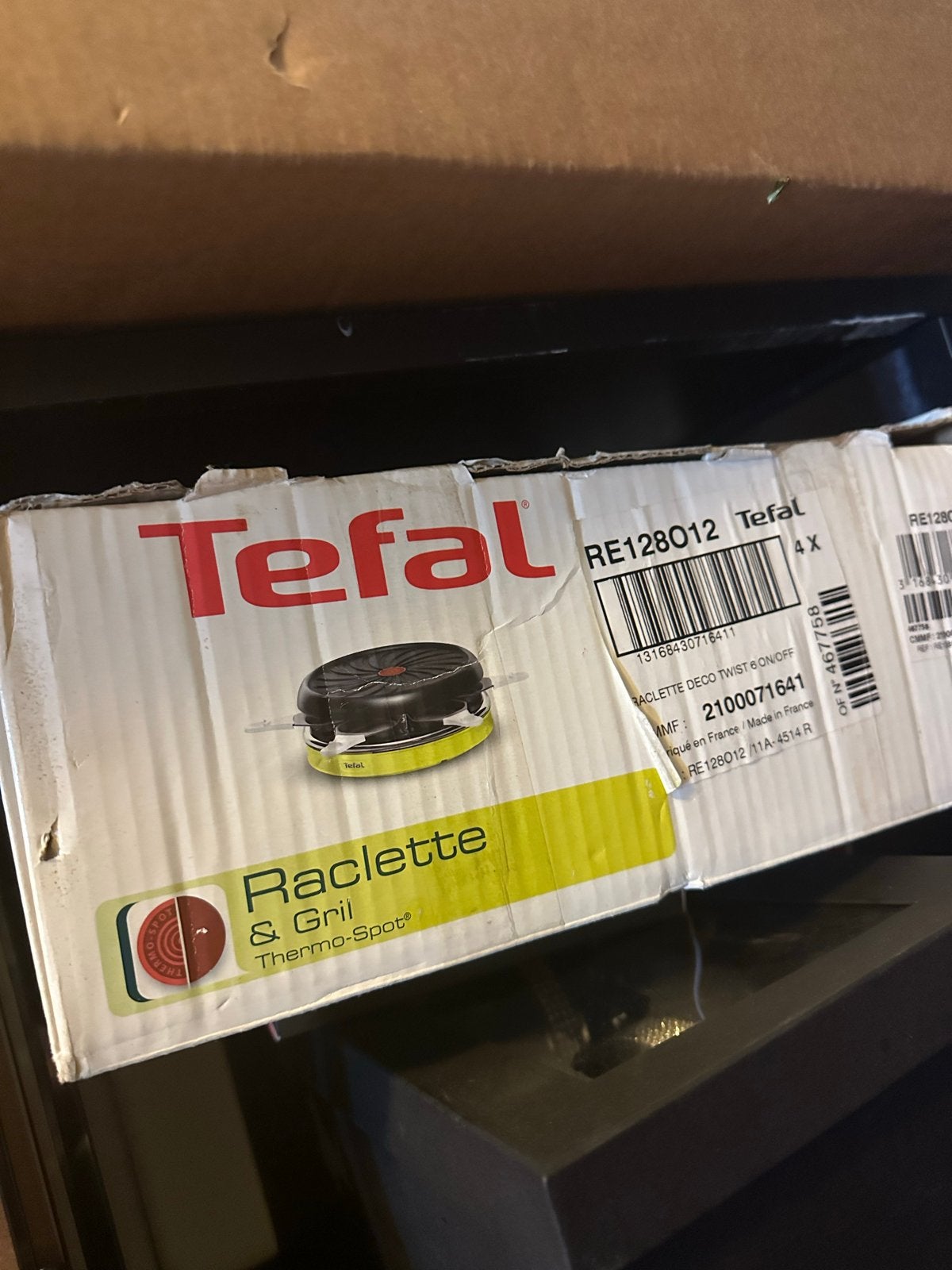 Tefal Raclette & Grill Thermo-Spot RE128012, Ophalen, Nieuw