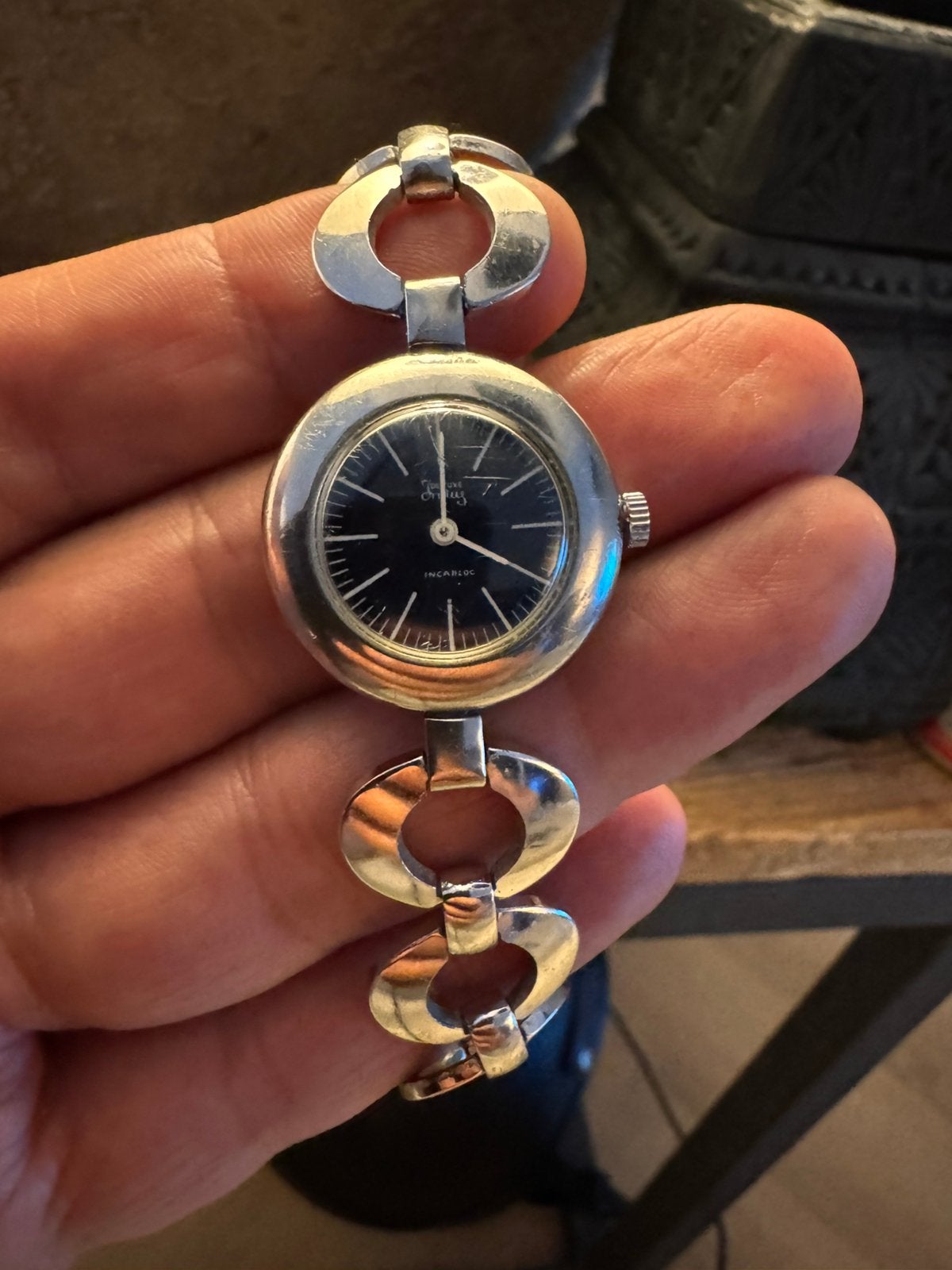 Indus dames incabloc vintage horloge, Ophalen of Verzenden, Zo goed als nieuw, Staal
