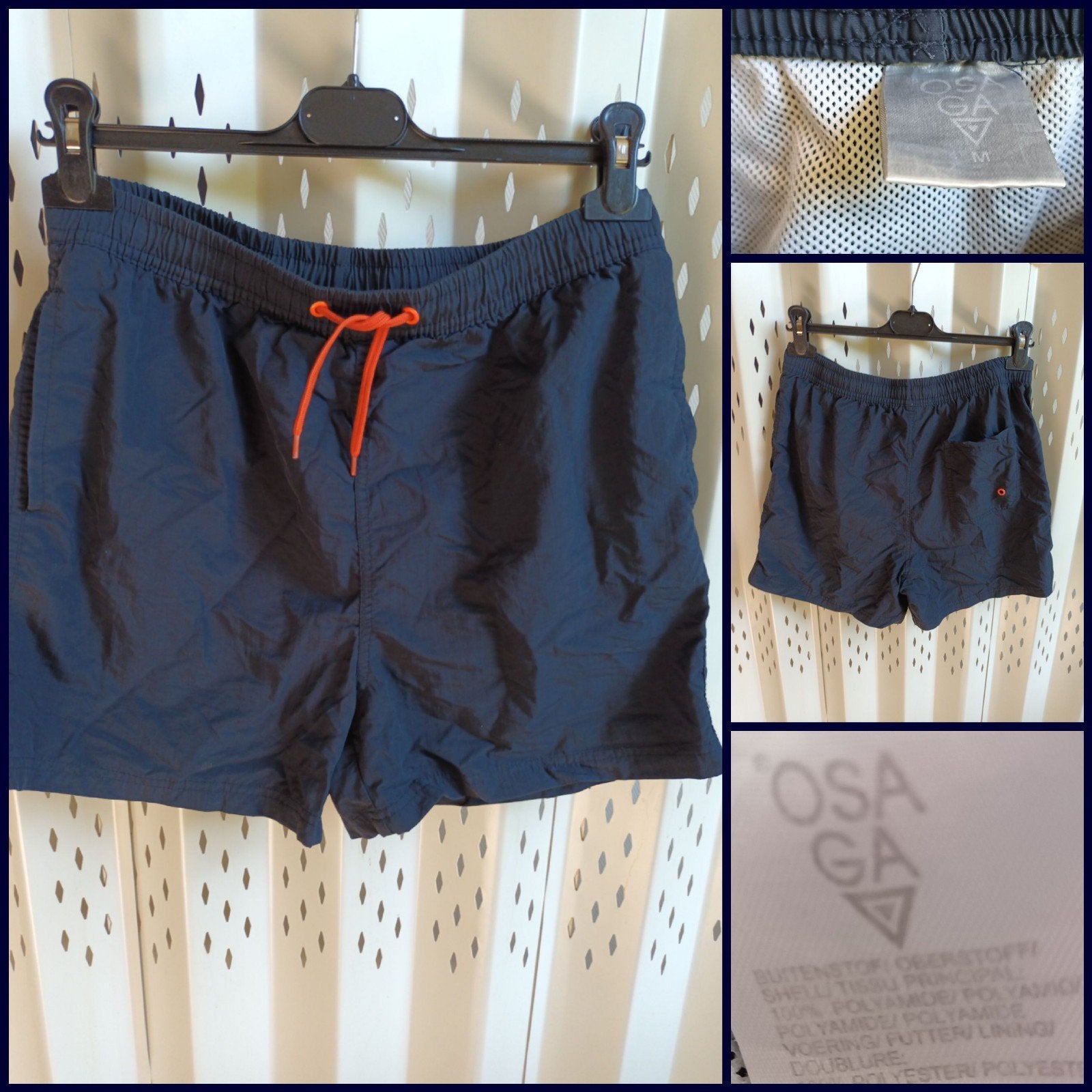 Osaga donkerblauwe heren zwemshorts oranje koordjes M, Ophalen of Verzenden, Blauw