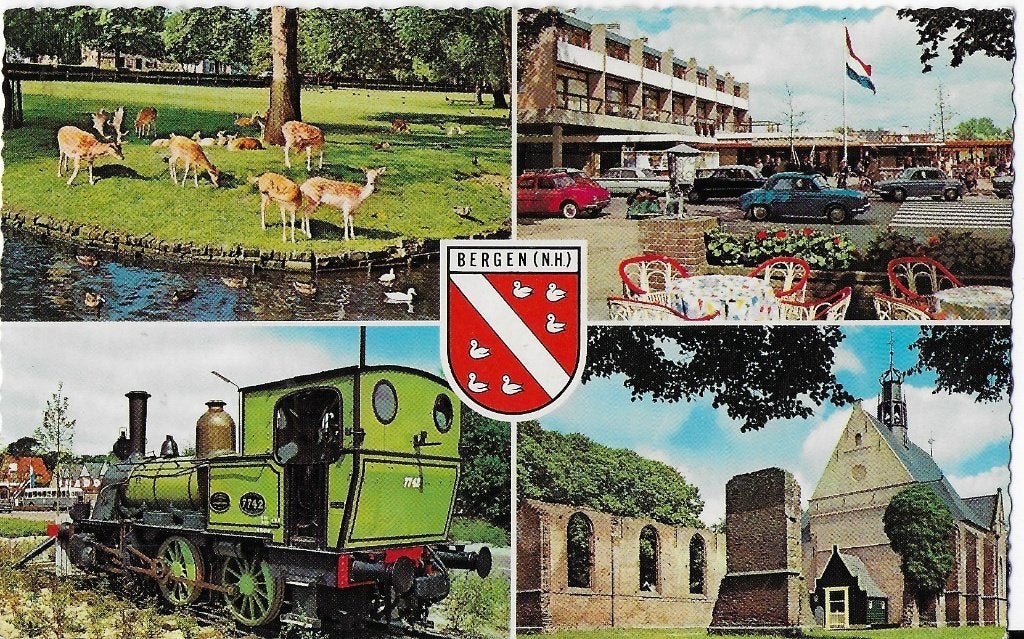 Sus949 oude gelopen ansichtkaart bergen noord holland, Ophalen of Verzenden, 1940 tot 1960, Gelopen, Noord-Holland