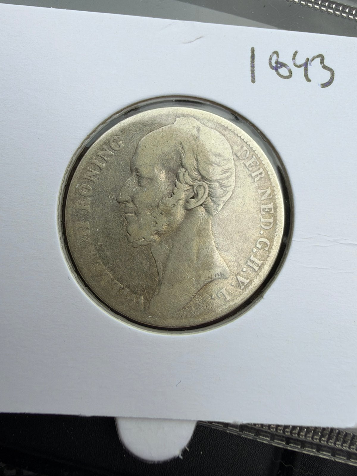 Zeldzamere gulden 1843 Willem II (geen beste), Zilver, Ophalen of Verzenden, Losse munt, 2½ gulden