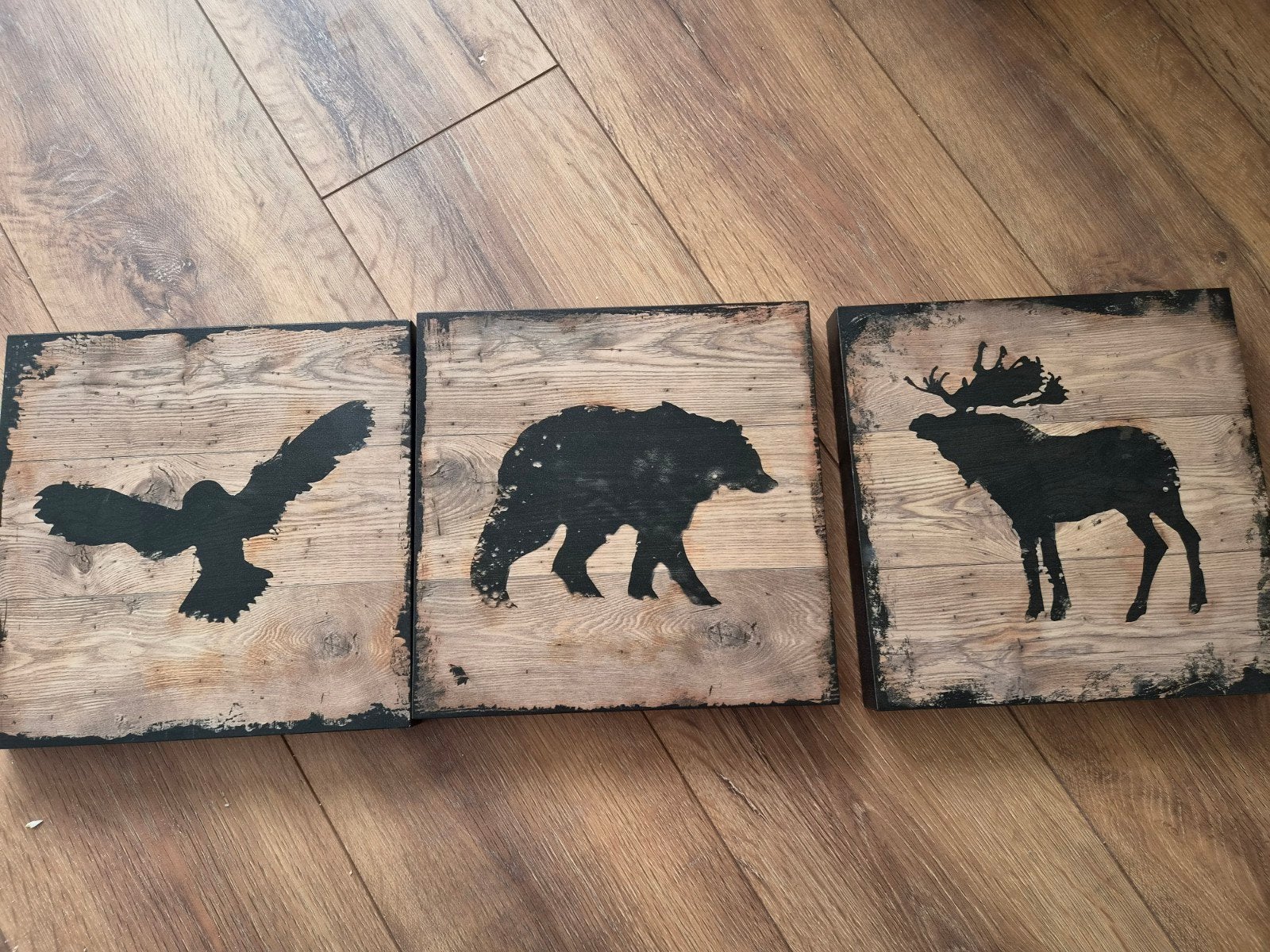 Set van 3 houten panelen met dierenprints, Minder dan 50 cm, Ophalen of Verzenden, 5 – 50, Print