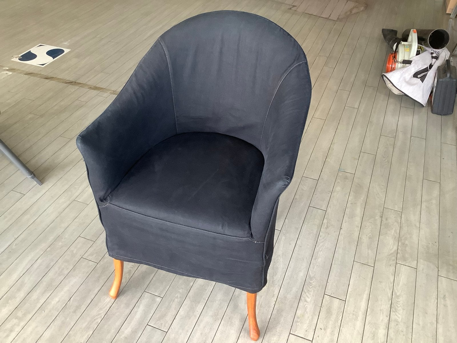 Set van 6 kuipstoelen met houten poten, Ophalen, Gebruikt, Grijs, Vijf, Zes of meer stoelen
