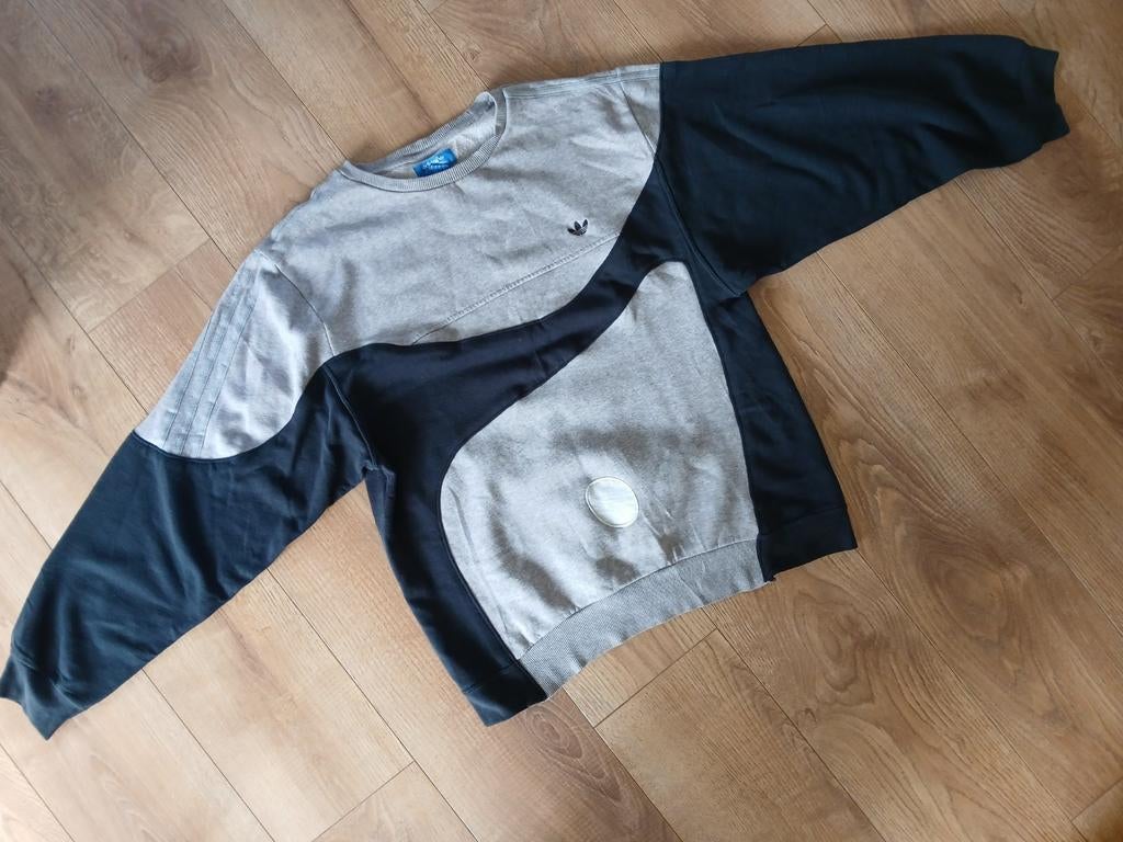 Adidas, sweater, grijs/ blauw, maat L, Kleding | Heren, Truien en Vesten, Ophalen of Verzenden, Zo goed als nieuw, Blauw
