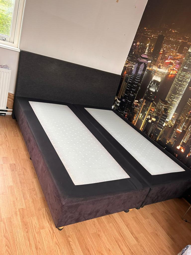 2 persoonsbed boxspring matras gratis erbij 180bij200, Ophalen, Gebruikt, Zwart, Tweepersoons