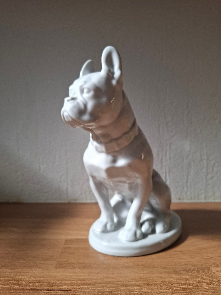 Vintage Lomonosov (LFZ) Porseleinen Bulldog Beeldje – USSR, Ophalen of Verzenden