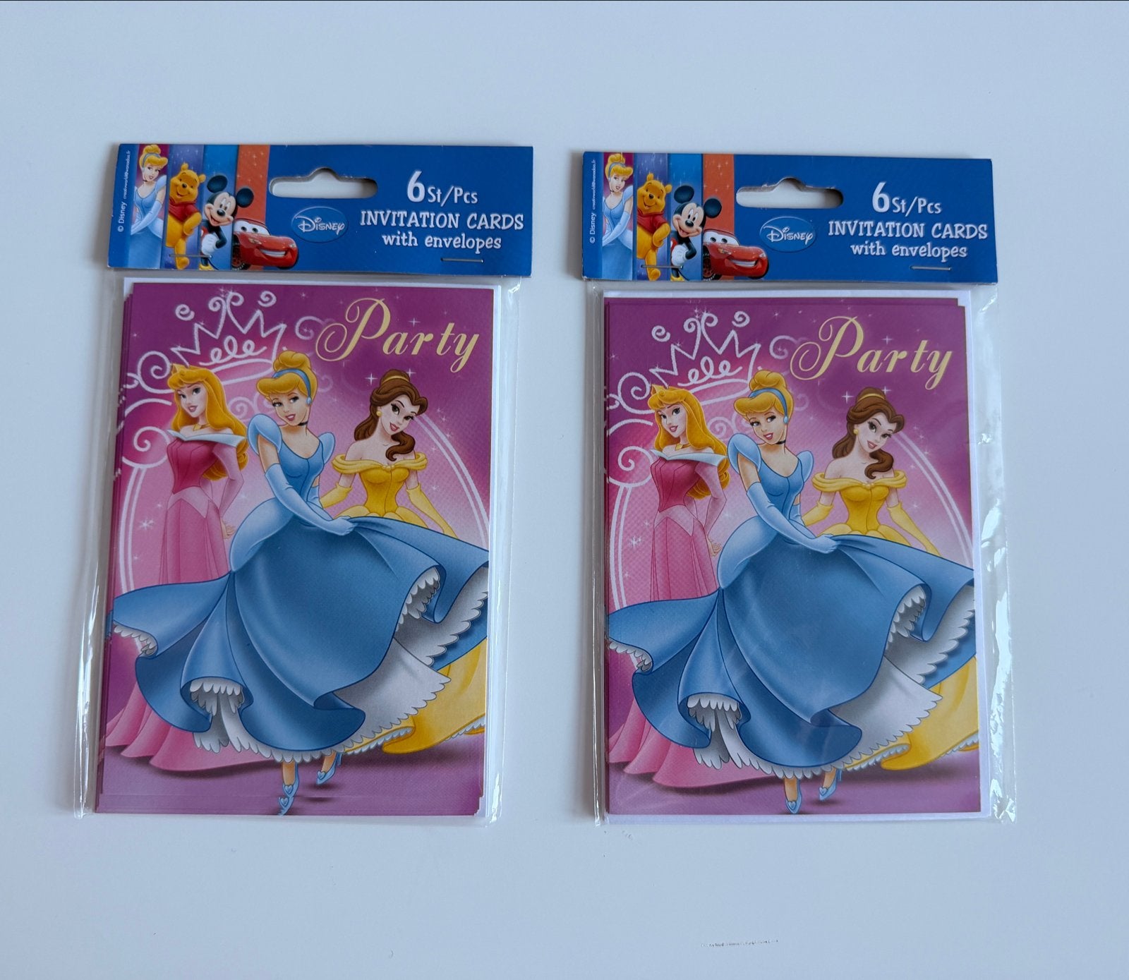12x Disney Prinsessen uitnodigingskaarten met enveloppen, Fantasie, Nieuw, Meerkleurig, Ophalen of Verzenden