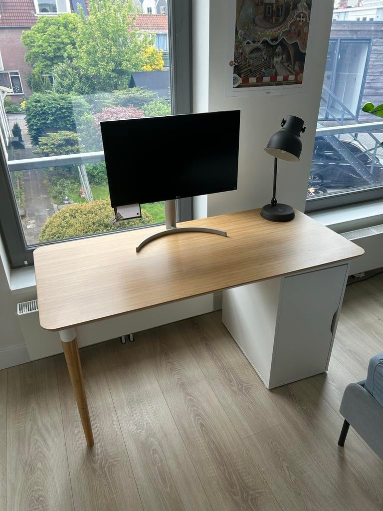 IKEA ANFALLARE bureau met ALEX ladeblok, goede staat, Ophalen, Opbergruimte, Zo goed als nieuw, IKEA