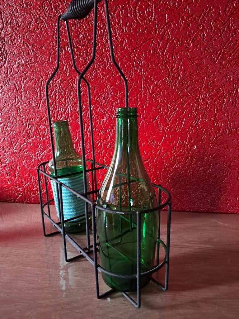 Pragtige vintage metalen flessendrager., Ophalen of Verzenden, Zo goed als nieuw, Metaal, Minder dan 5 flessen