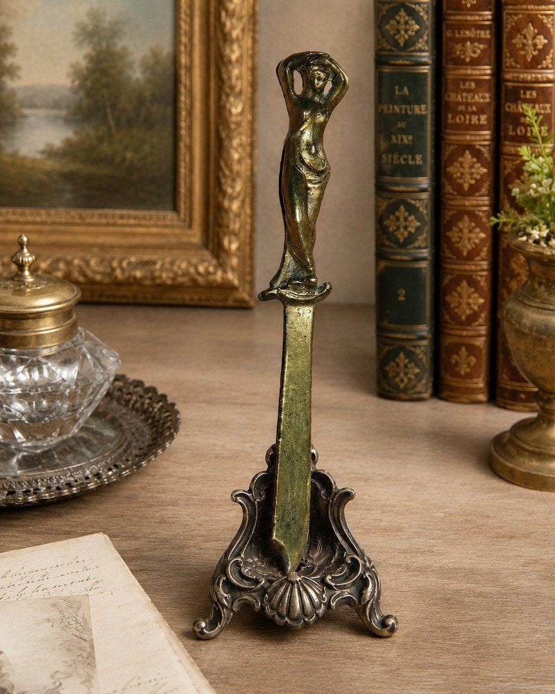 Bronzen briefmes in Art Nouveau, Verzenden, Brons