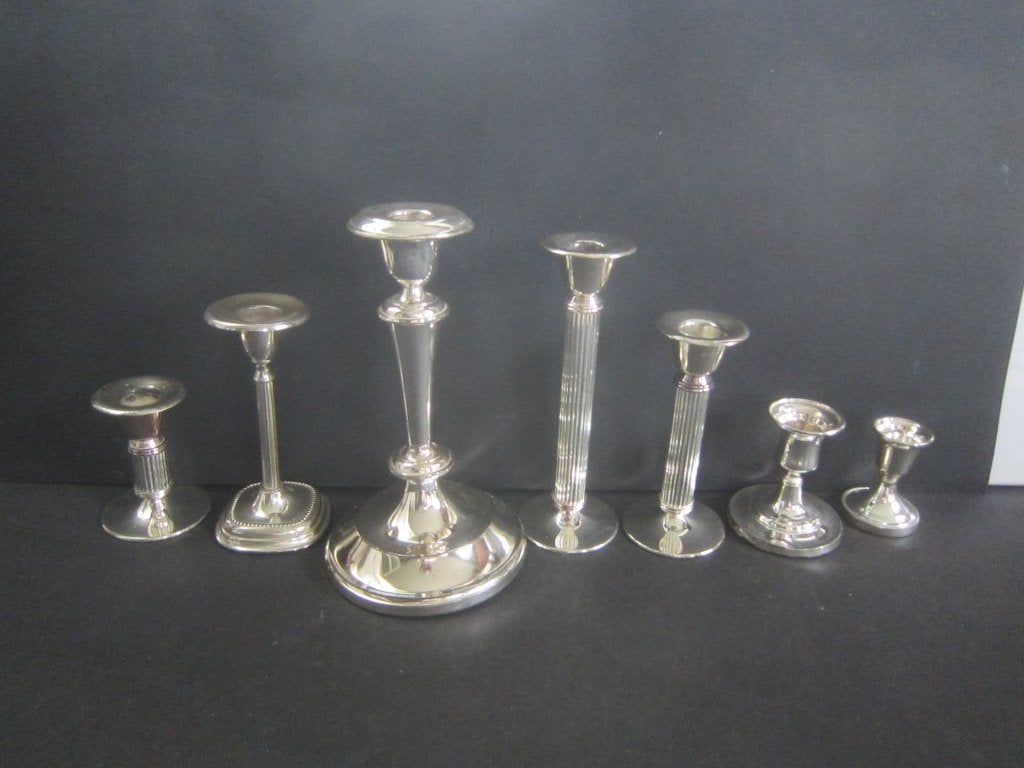 mooie set metalen kandelaars    7 stuks chanoeka, Huis en Inrichting, Ophalen of Verzenden, Zo goed als nieuw, Metaal, 20 cm