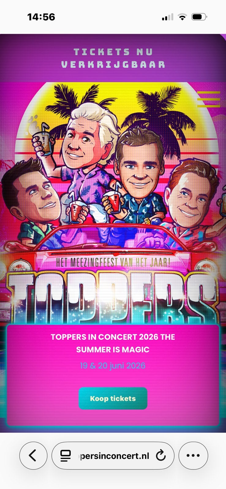 Toppers in concert vrijdag 19 juni 2 kaartjes naast elkaar, Twee personen, Juni, Levenslied
