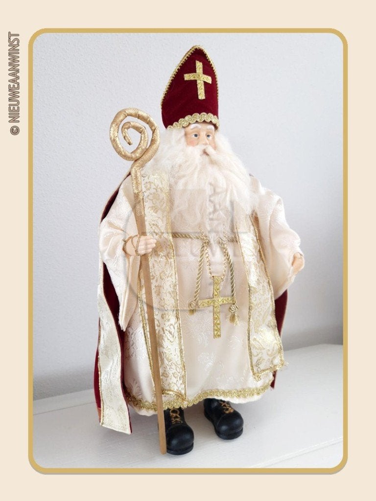 Nostalgische etalage Sinterklaas pop - rood - 50cm, Diversen, Verzenden, Zo goed als nieuw