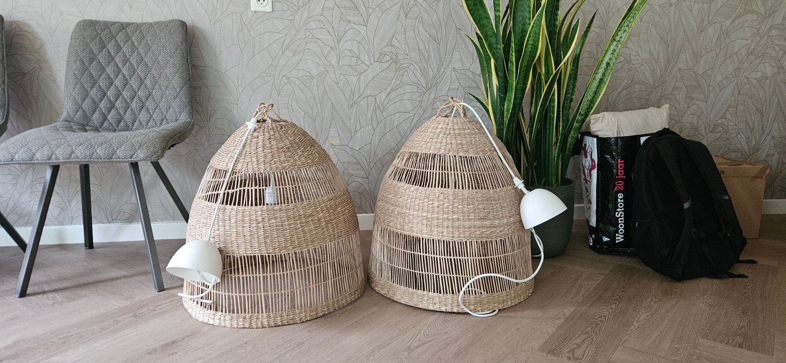 Set van 2 Ibiza lampenkappen, Huis en Inrichting, Lampen | Hanglampen, Overige materialen, Bohemian, Scandinavisch, Natuurlijk