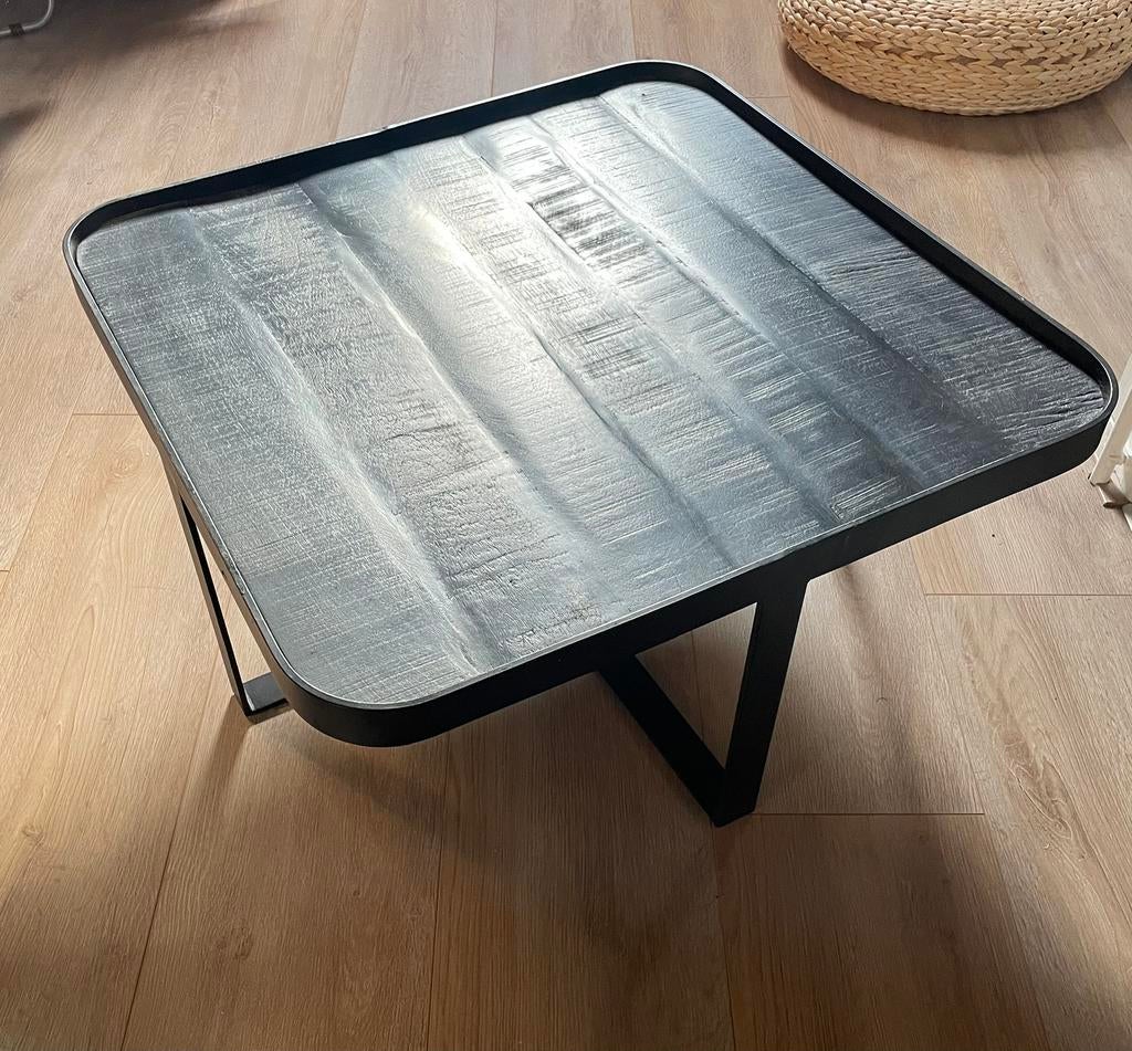 Salon tafel zwart, Huis en Inrichting, Tafels | Salontafels, Ophalen, Gebruikt, 50 tot 100 cm, Vierkant