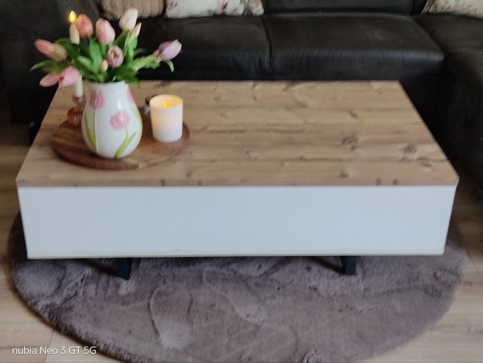 Salontafel met opbergruimte en liftfunctie, Ophalen, Gebruikt, 50 tot 100 cm, 100 tot 150 cm