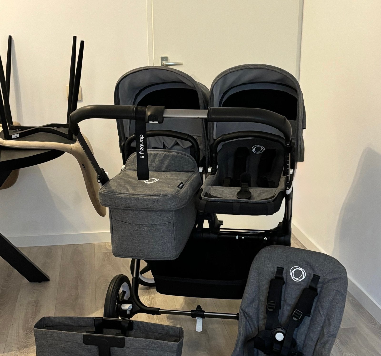Bugaboo Donkey 5 Duo Grey melange kinderwagen, Kinderen en Baby's, Kinderwagens en Combinaties, Ophalen, Zo goed als nieuw, Bugaboo
