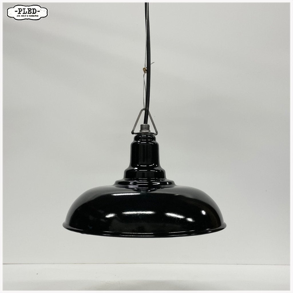 Zwart geëmailleerde hanglamp, met snoer, fitting, Bauhaus, Nieuw, Nvt, Metaal