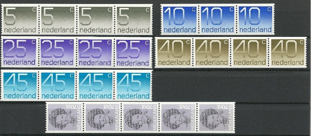 Nederland - div. rolzegels met zwarte nummers op rugzijde, Verzenden, Na 1940, Postfris