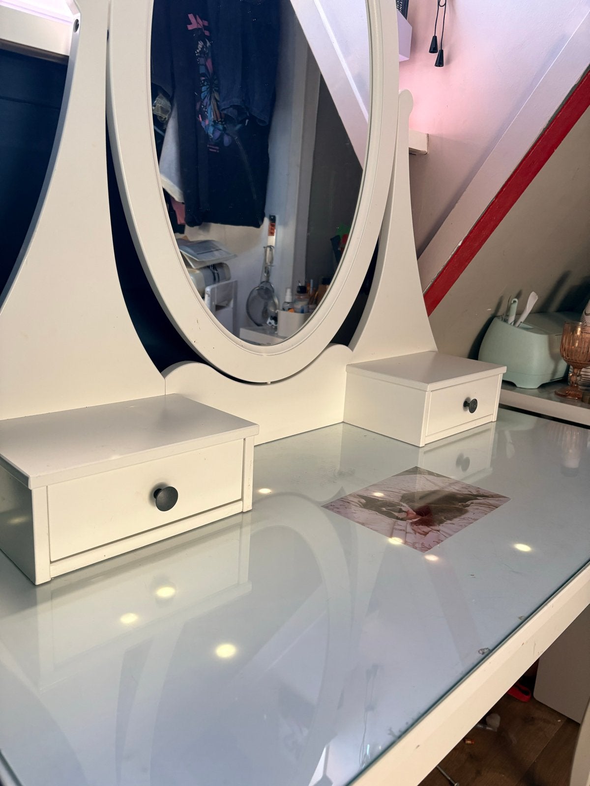 MOET WEG! Ikea Hemnes Kaptafel met spiegel en lades GRATIS, Ophalen, Gebruikt, 100 tot 150 cm, Minder dan 100 cm