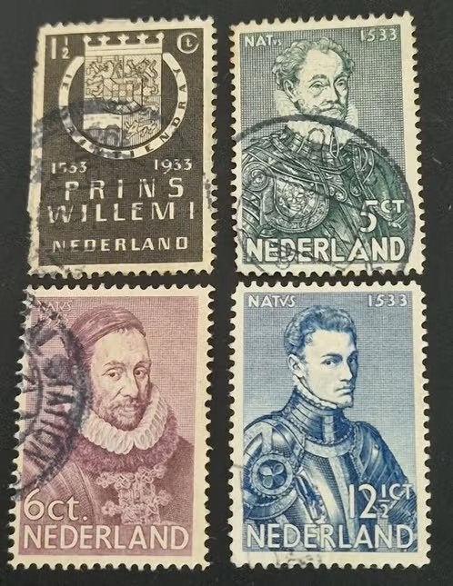 Nederland 1933 - nvph 252 - 255  Prins Willem van Oranje ab1, Postzegels en Munten, Postzegels | Nederland, Ophalen of Verzenden