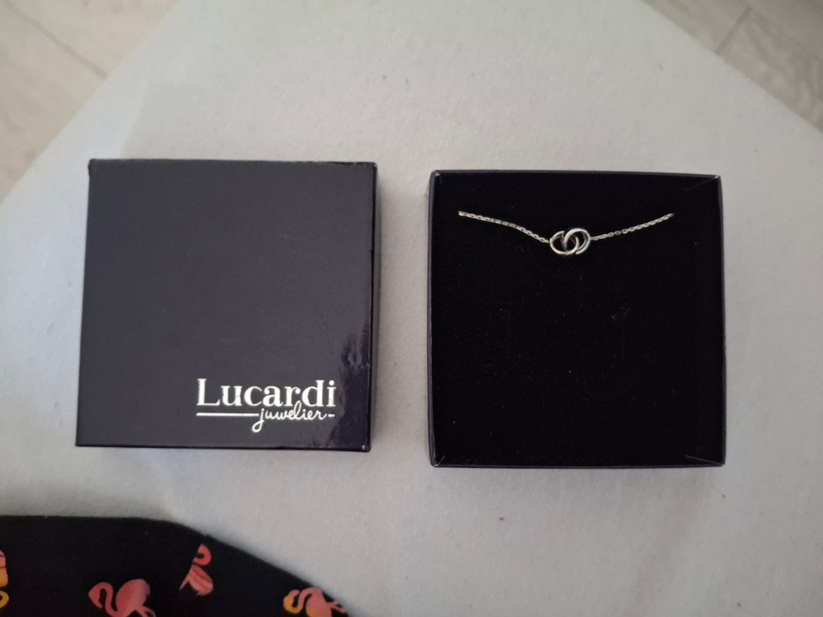 Lucardi Zilveren ketting met Twee Rondjes - Nieuw in Doos, Sieraden, Tassen en Uiterlijk, Kettingen, Ophalen, Nieuw, Zilver, Zilver