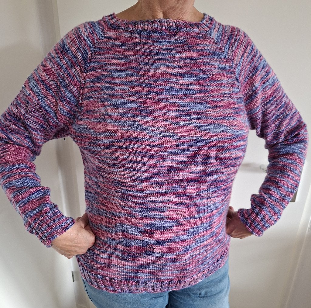 Hand gebreide trui, Ophalen of Verzenden, Zo goed als nieuw, Maat 42/44 (L), Blauw