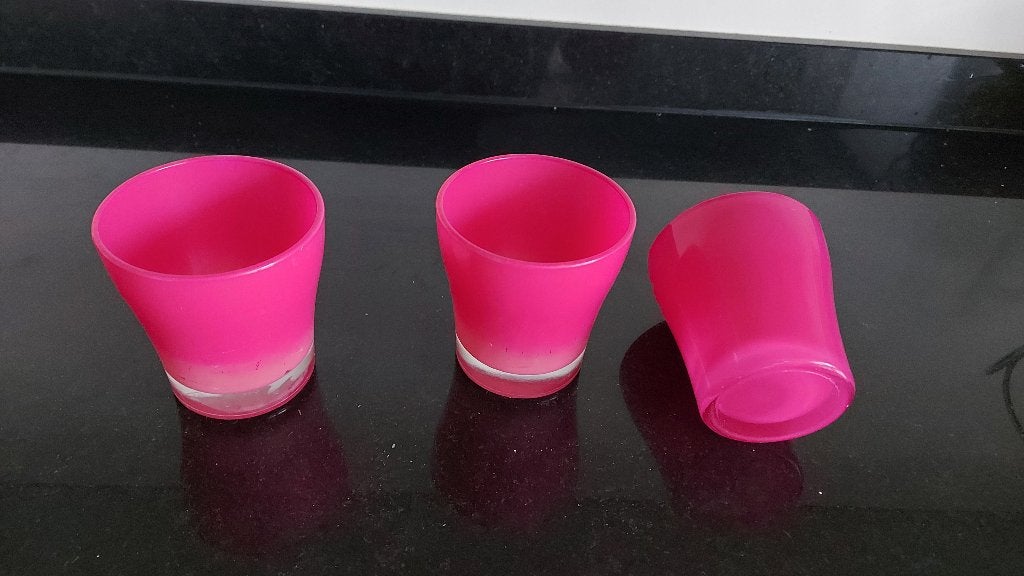 Roze glazen waxinelichtjes houders, Waxinelichthouder, Ophalen of Verzenden, Roze, Glas