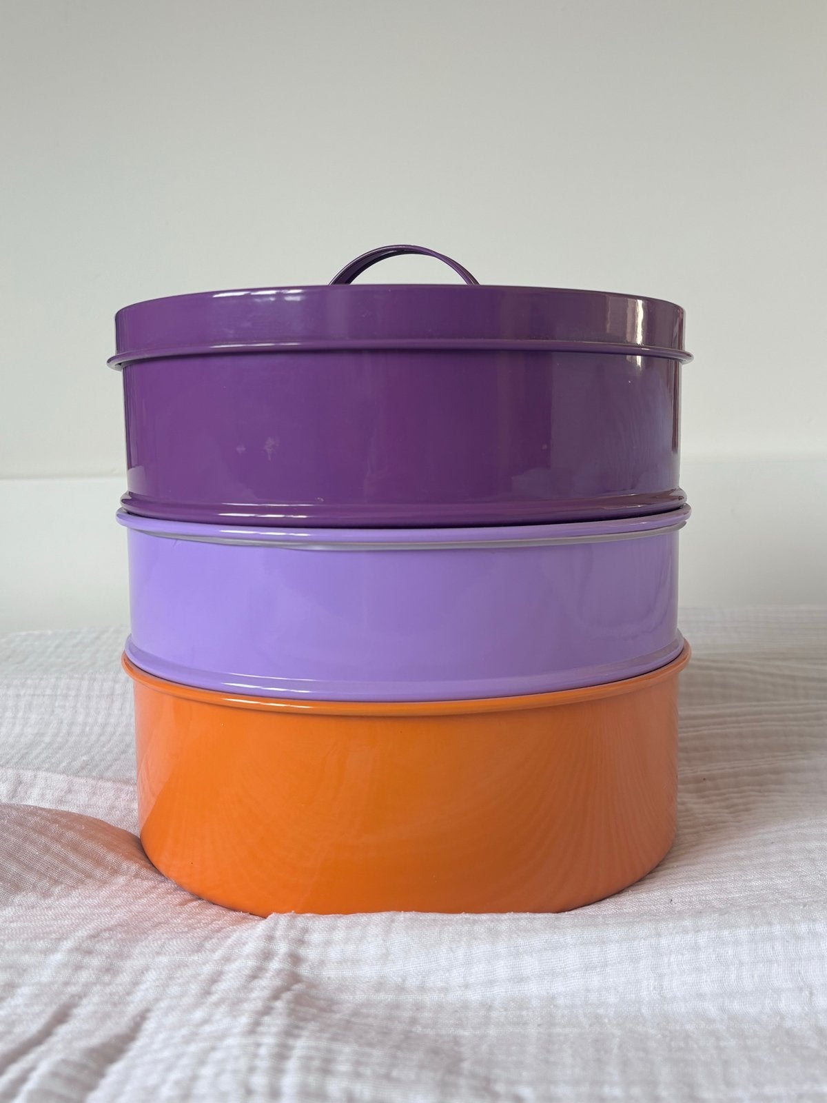 Grote Opbergpotten Set - Paars & Oranje, Met deksel, Rond, Pot of Kruik, Ophalen of Verzenden