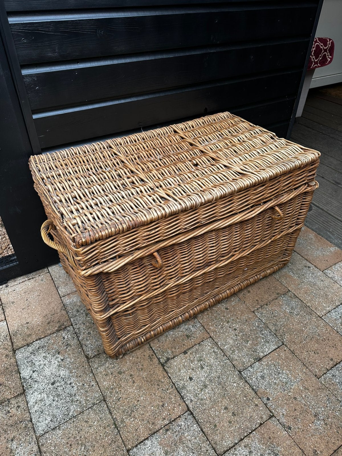 Vintage rieten dekenkist – sfeervol en praktisch, Ophalen of Verzenden, Zo goed als nieuw, 50 tot 100 cm, 50 tot 75 cm