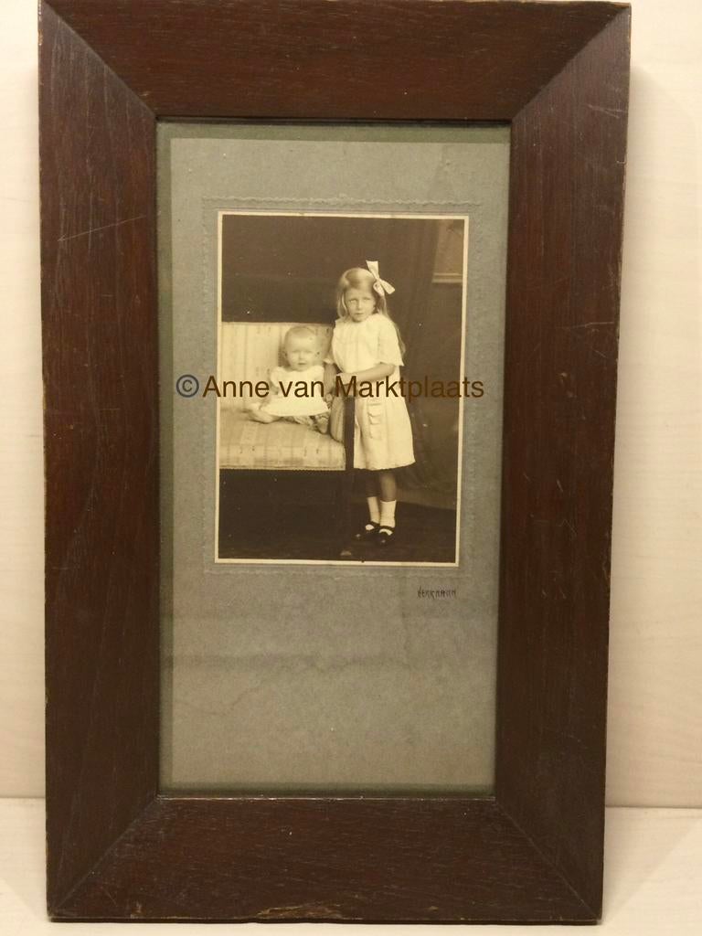 Vintage foto met lijst afm buiten: 35,5x22, Huis en Inrichting, Woonaccessoires | Lijsten, Ophalen of Verzenden, Gebruikt, Hout