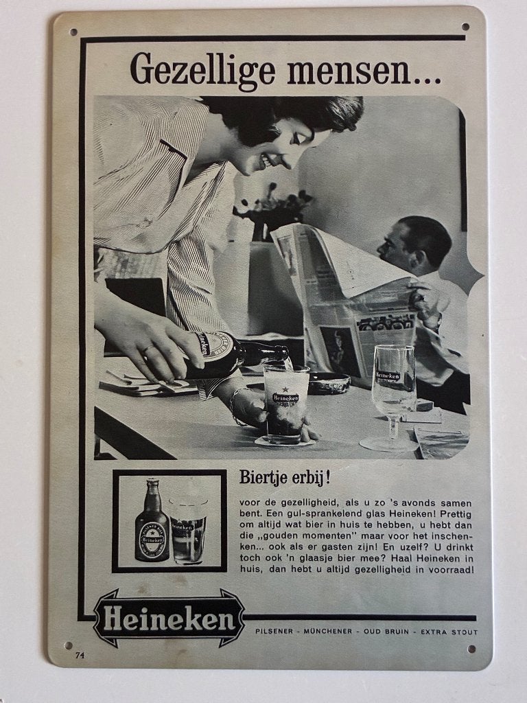 oude reclame heineken jaren 50 Metalen wandbord 20 x 30 cm, Verzamelen, Ophalen of Verzenden, Nieuw, Reclamebord, Plaat of Schild