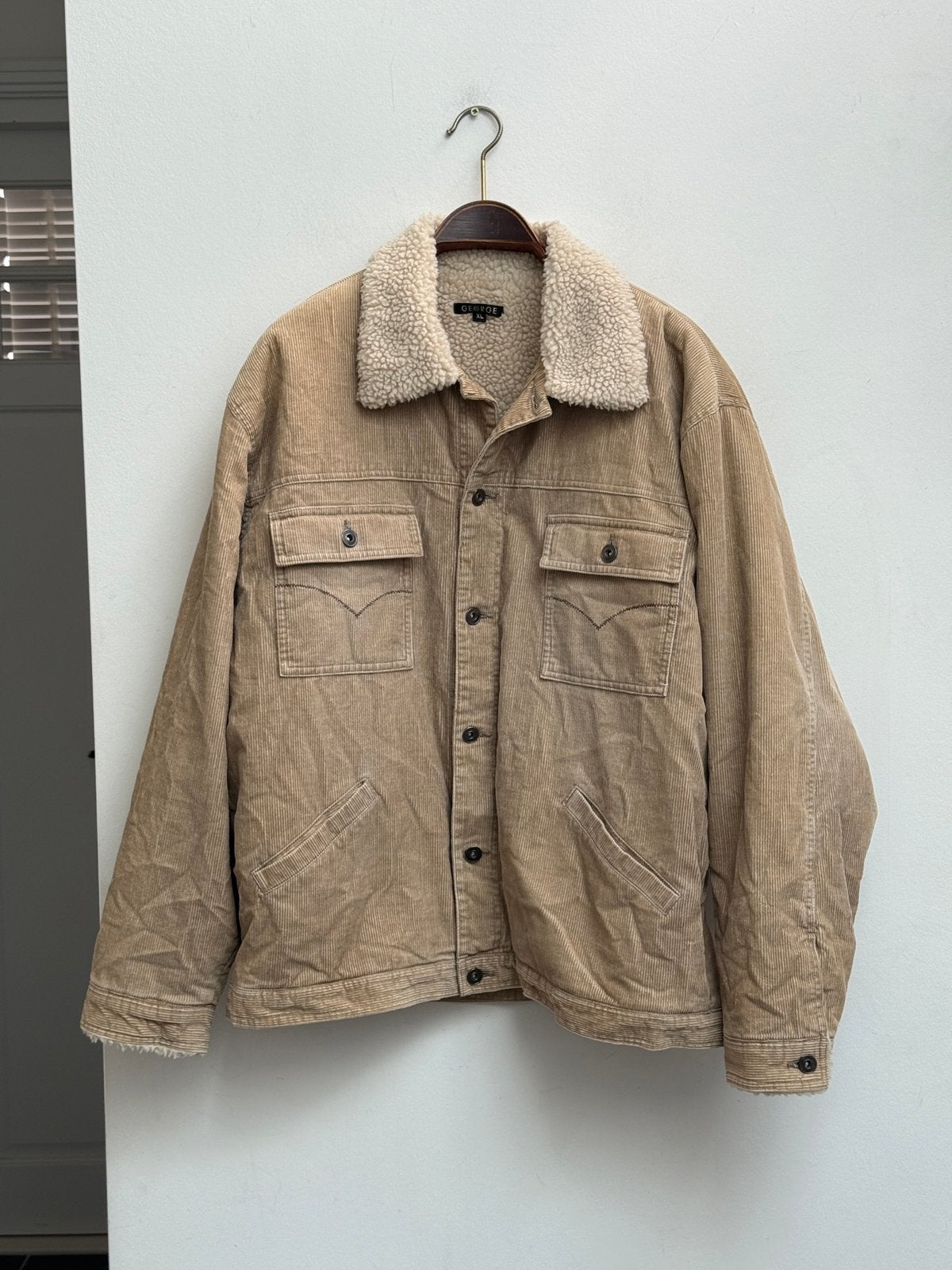 George corduroy trucker jack camel sherpa kraag heren XL, Ophalen of Verzenden, Zo goed als nieuw, Maat 56/58 (XL), Beige